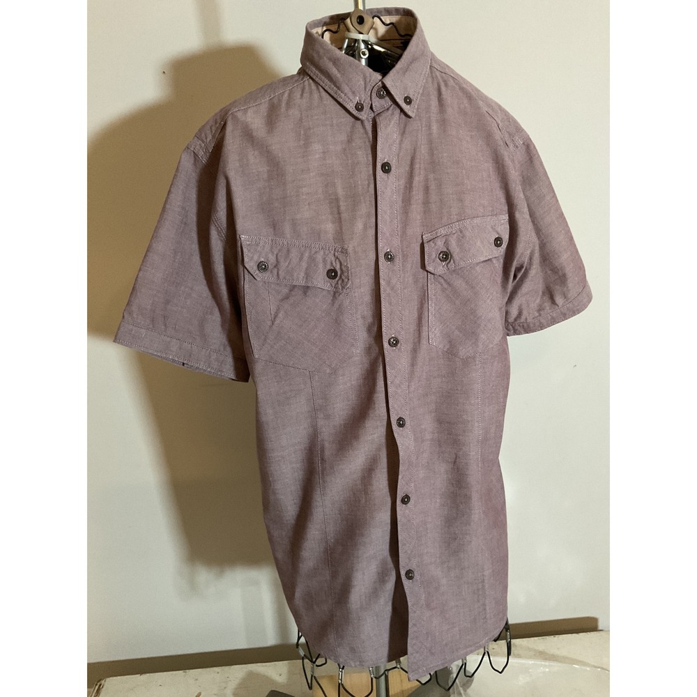 Outpost Makers Mens Small Mauve Cotton Short Sleeve Button Down Shirt P024FPW